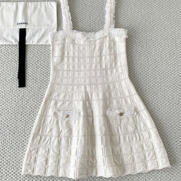 Chanel Classic Check Knit Strapless Dress - Picture 1 of 7